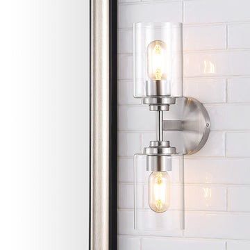 Cera Farmhouse Industrial Iron Cylinder LED Sconce - JONATHAN Y